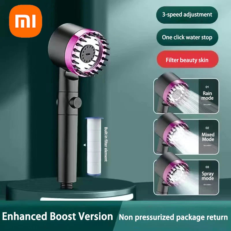 XIAOMI High Pressurized 3-Mode Shower Head with Massage Brush & Filter