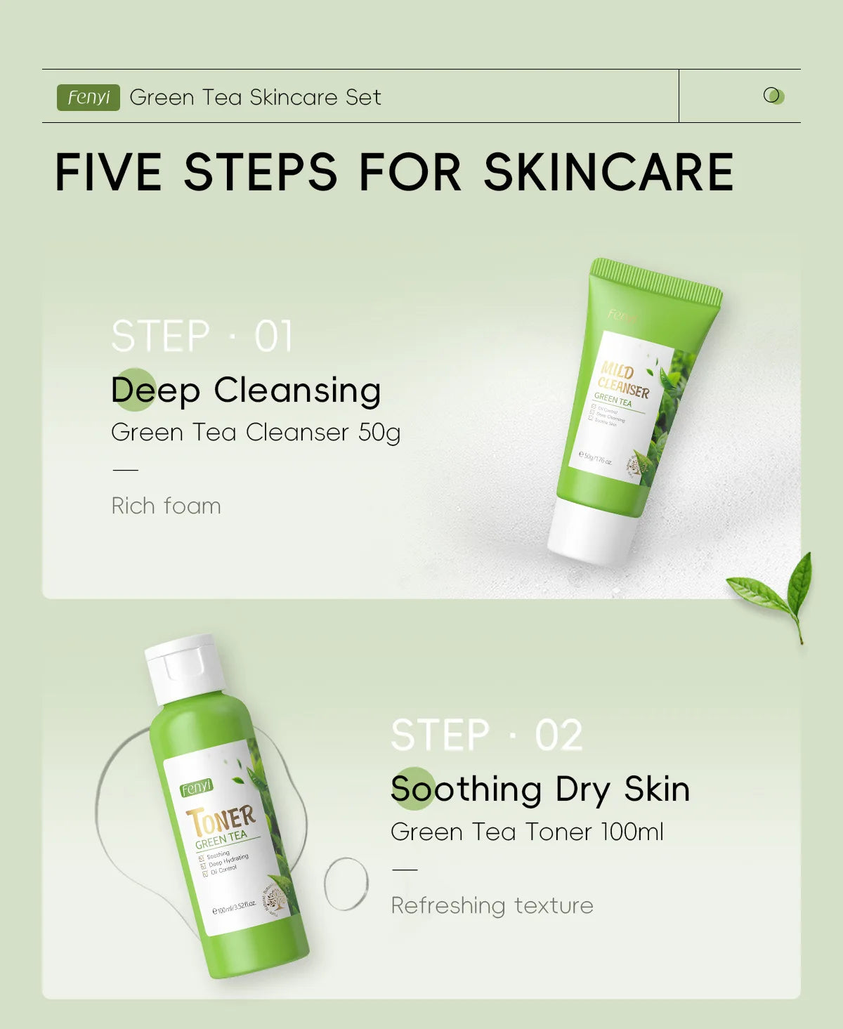 LAIKOU Green Tea Facial Skin Care Set