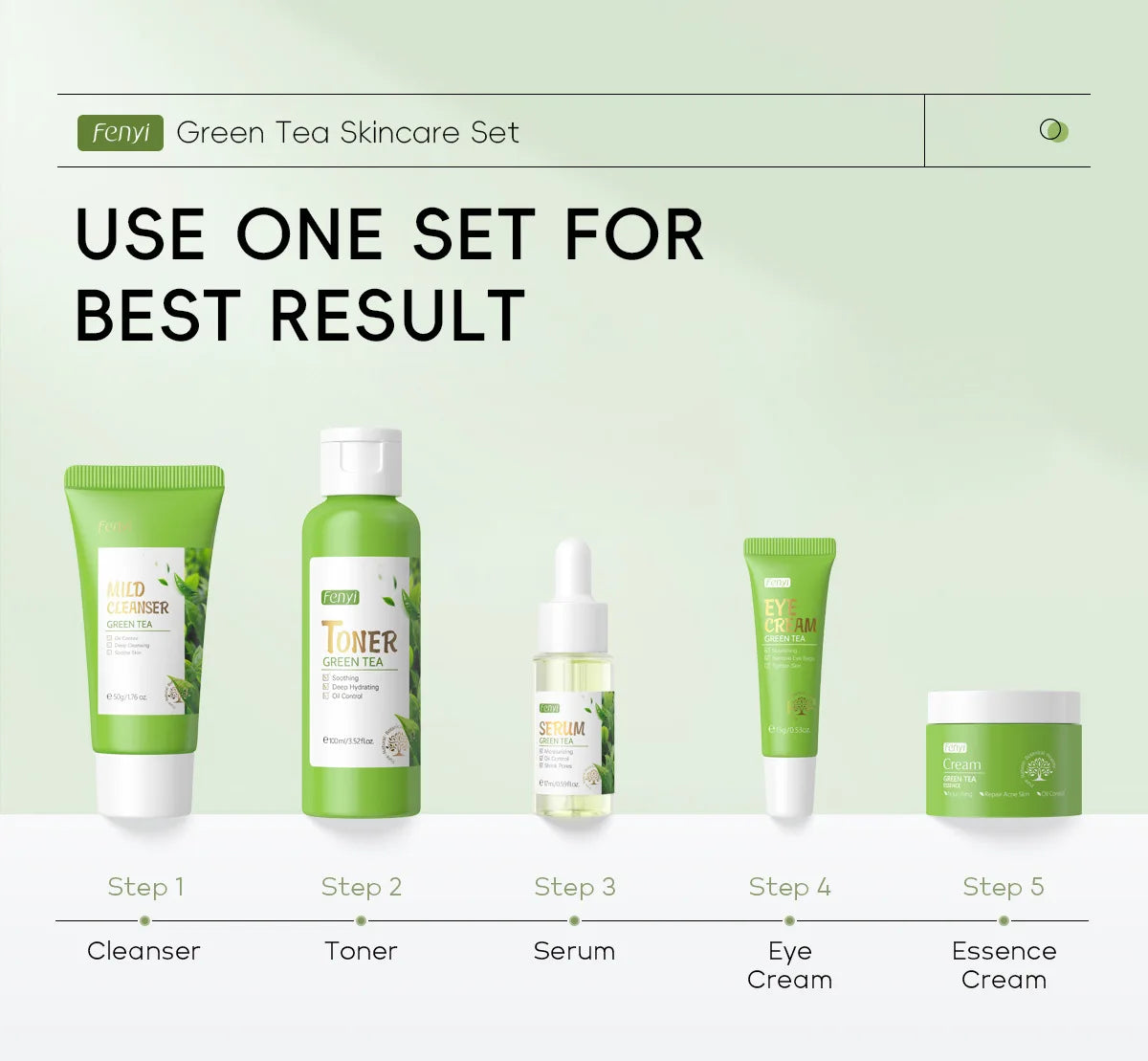 LAIKOU Green Tea Facial Skin Care Set